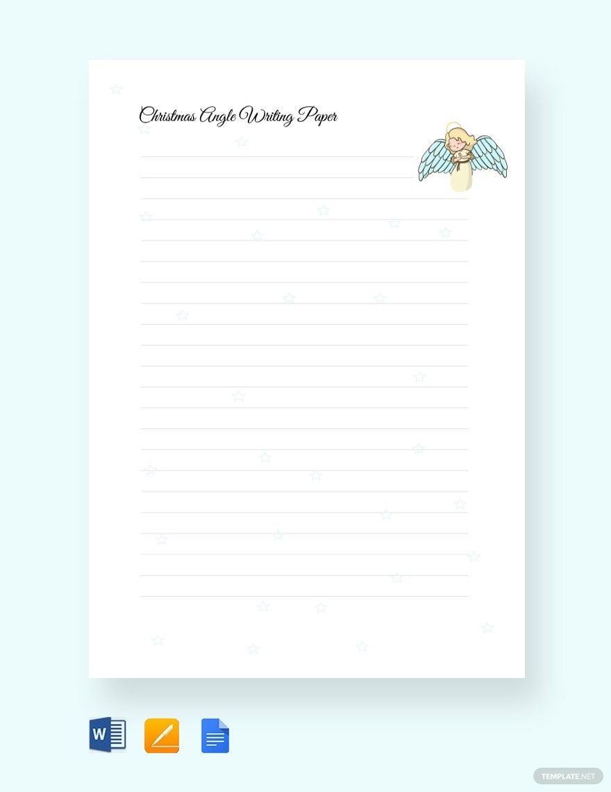 Free Christmas Angel Writing Paper Handwriting Template