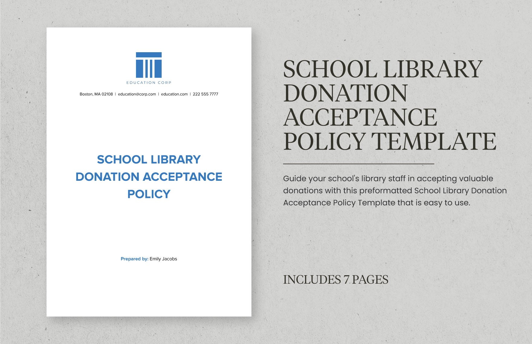 School Library Donation Acceptance Policy Template