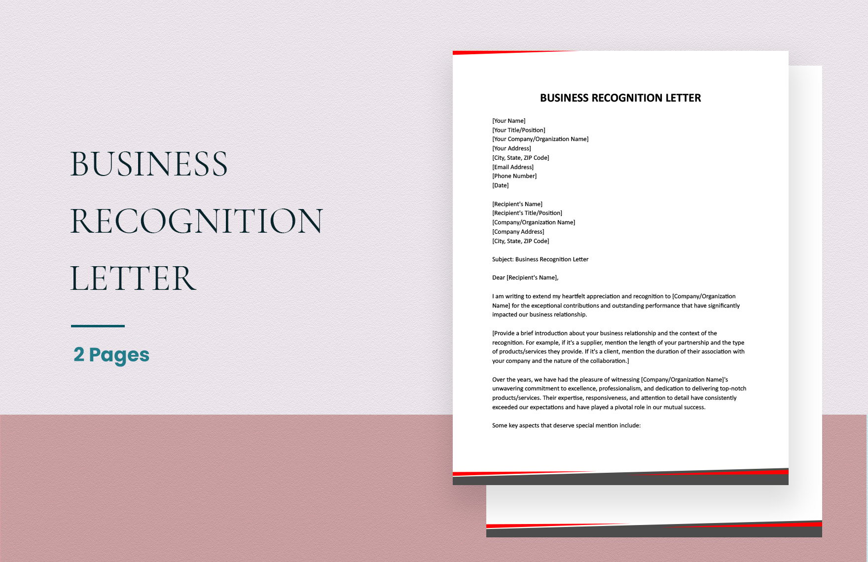 Free Business Recognition Letter