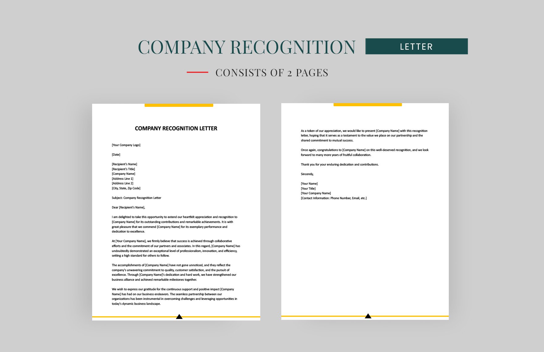 Free Company Recognition Letter