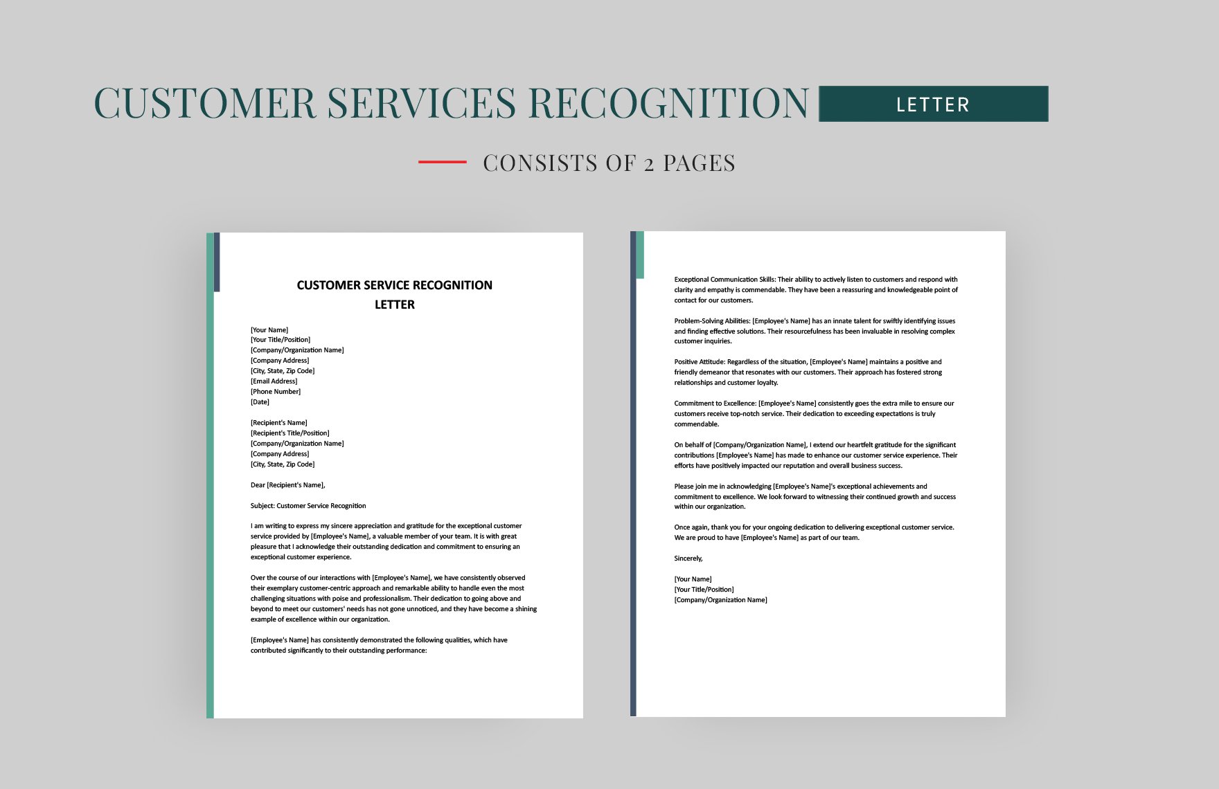 Customer Service Recognition Letter