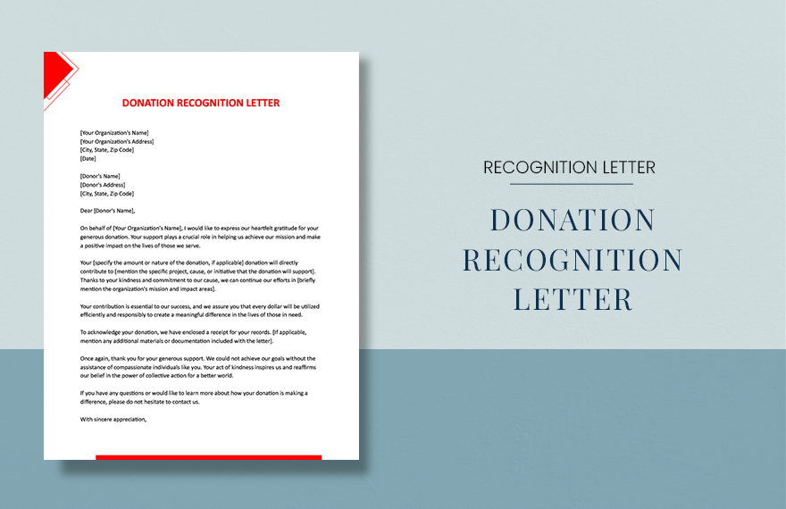 Free Donation Recognition Letter Download in Word, Google Docs, Apple