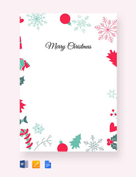 FREE Christmas Border Letter Template - Word (DOC) | Apple ...