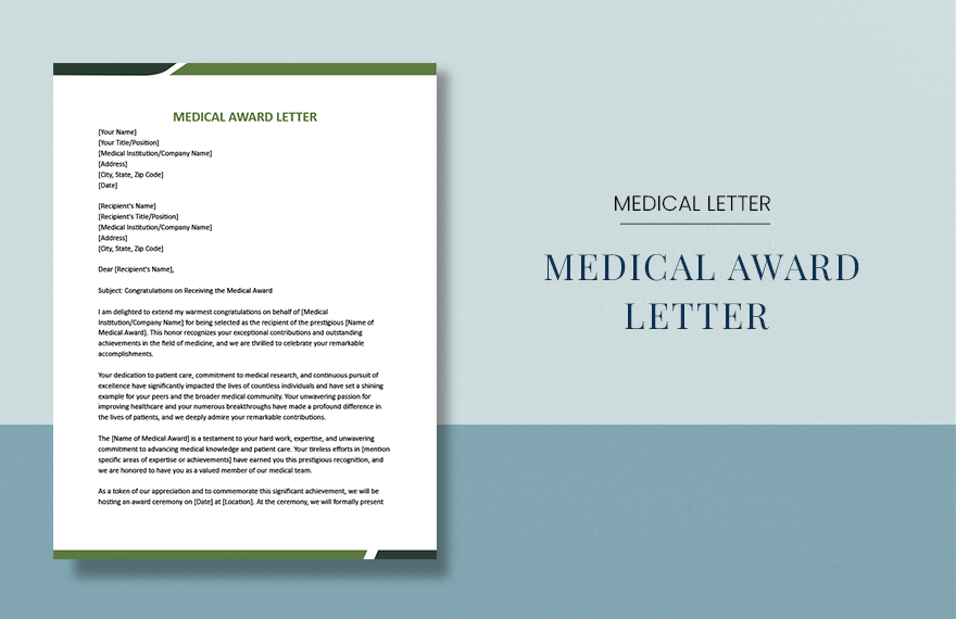 Free Medical Award Letter