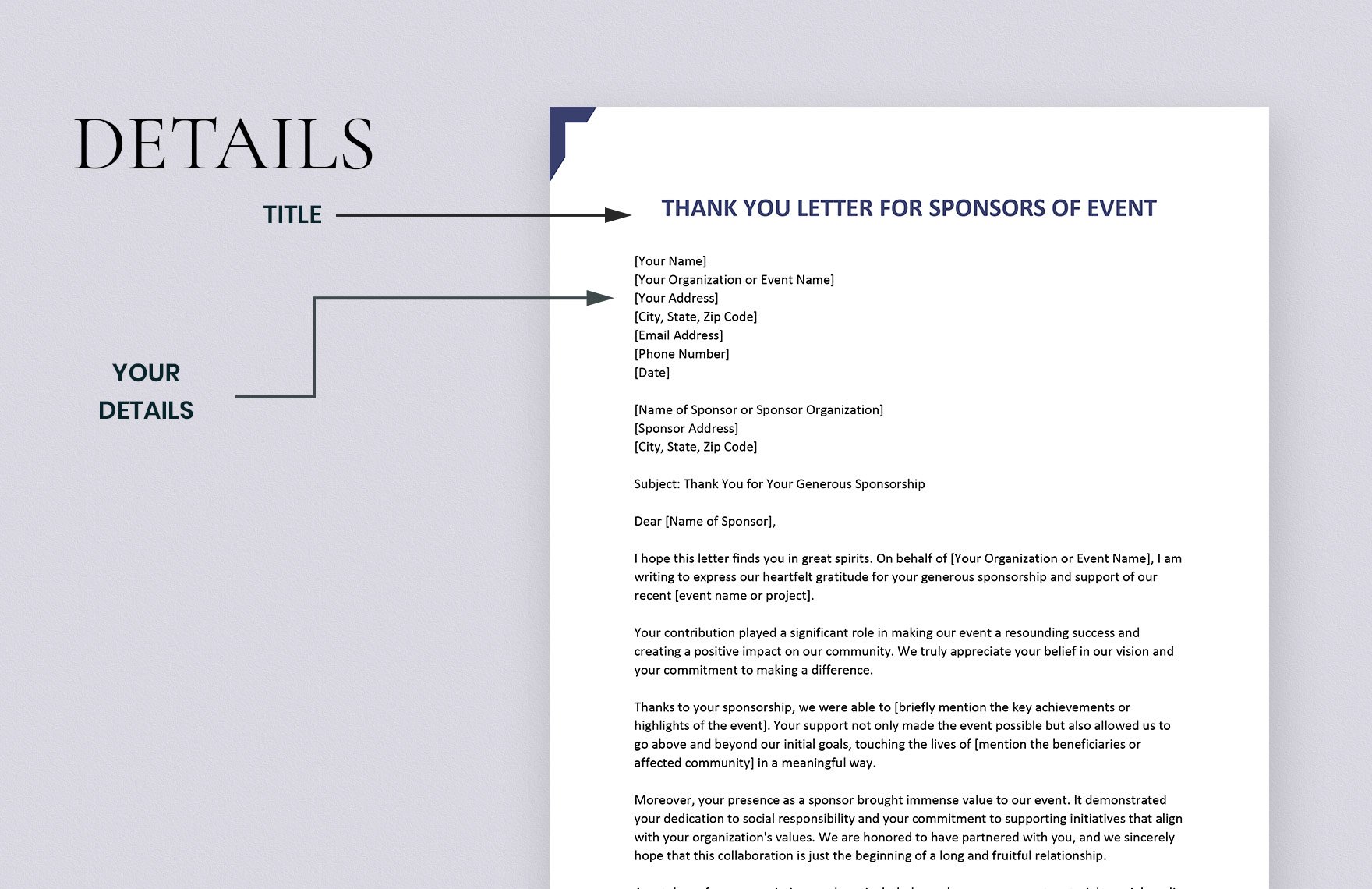 Thank You Letter for Sponsors of Event