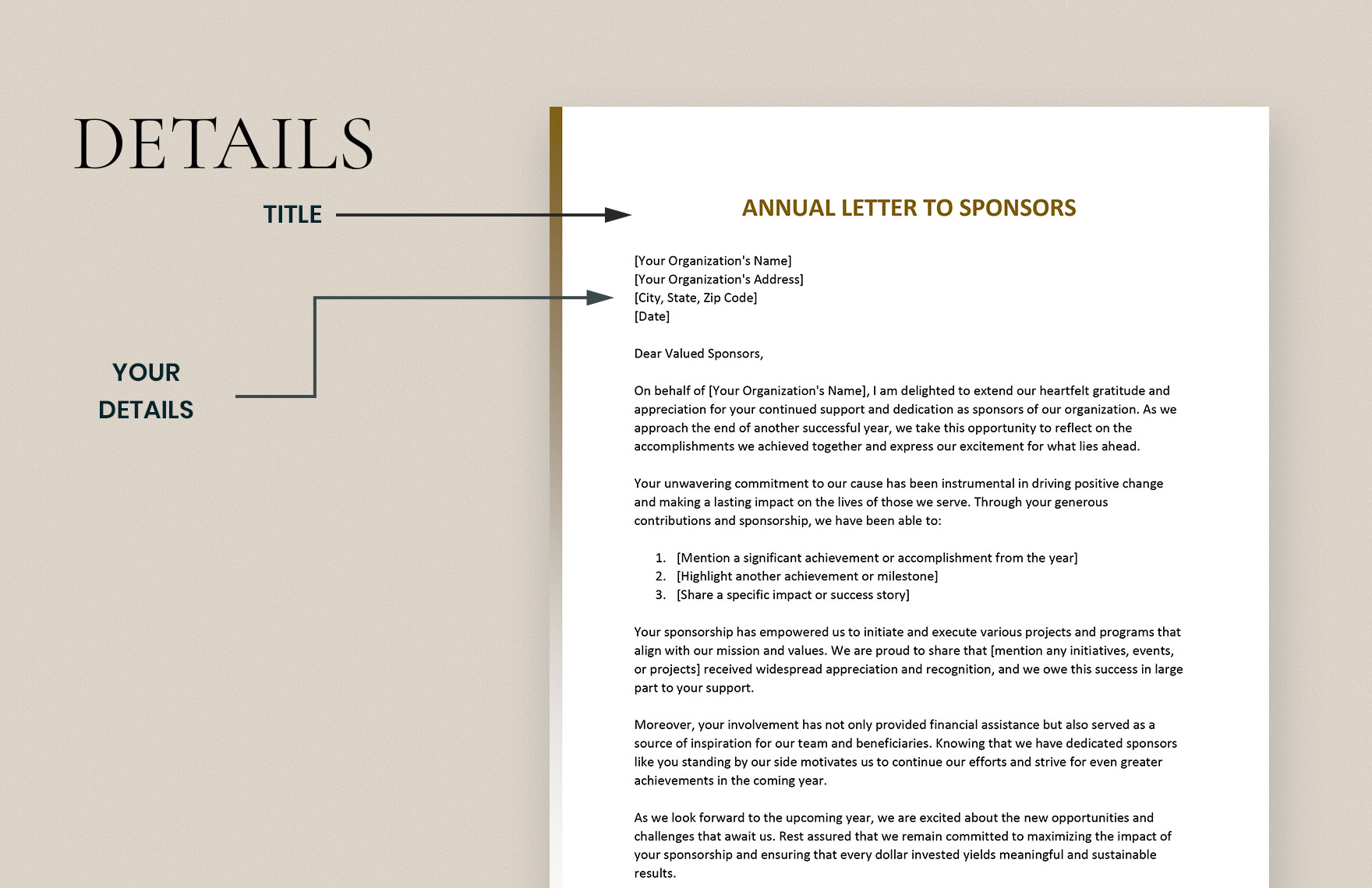 Annual Letter to Sponsors