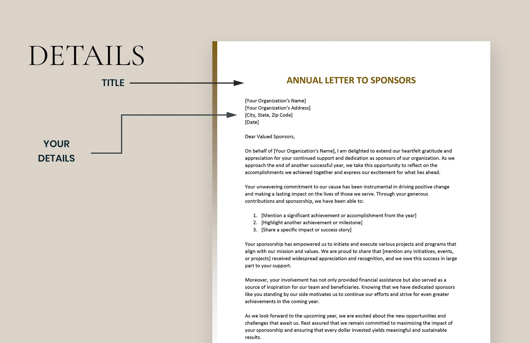 Annual Letter to Sponsors