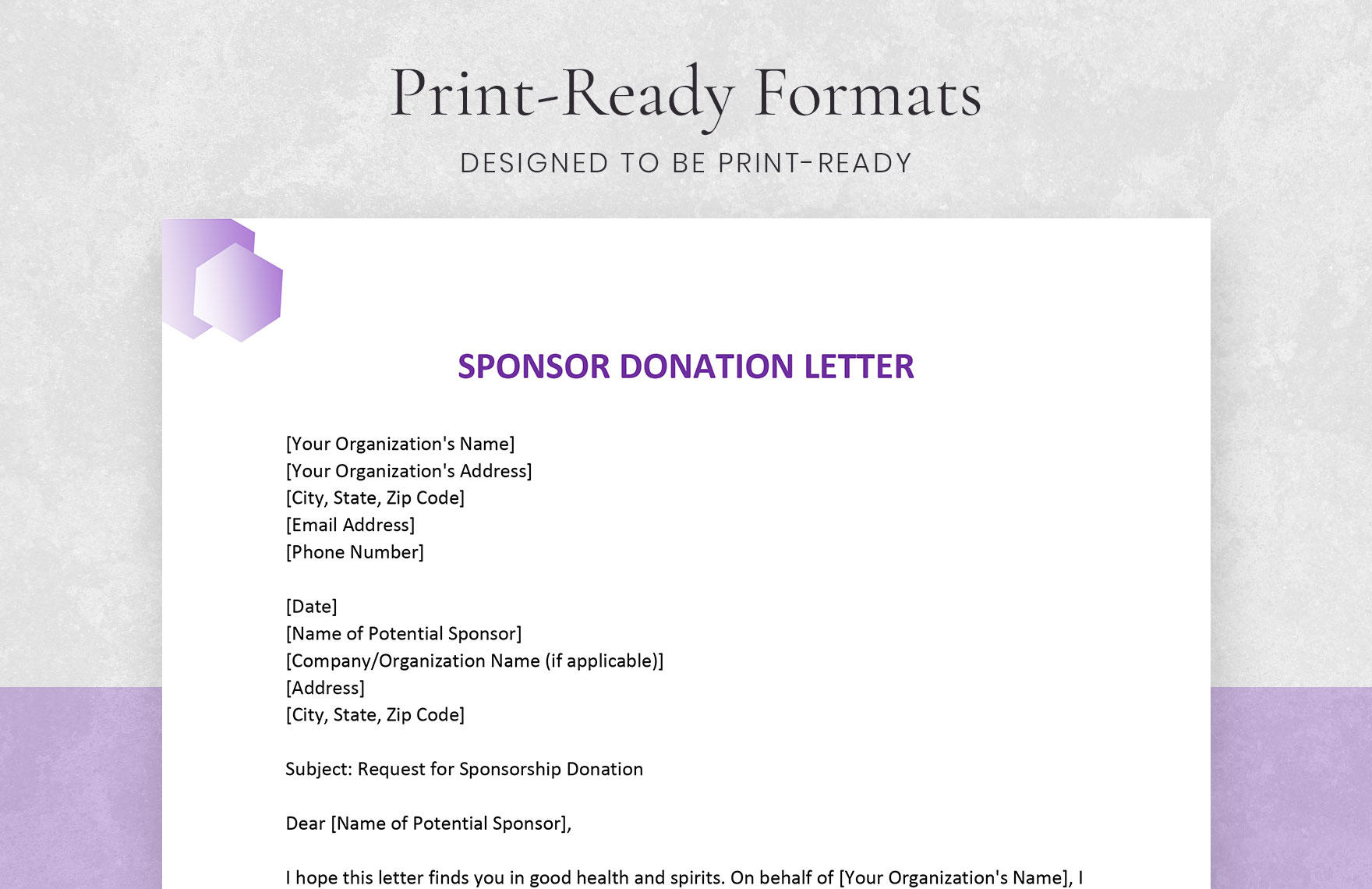 Sponsor Donation Letter