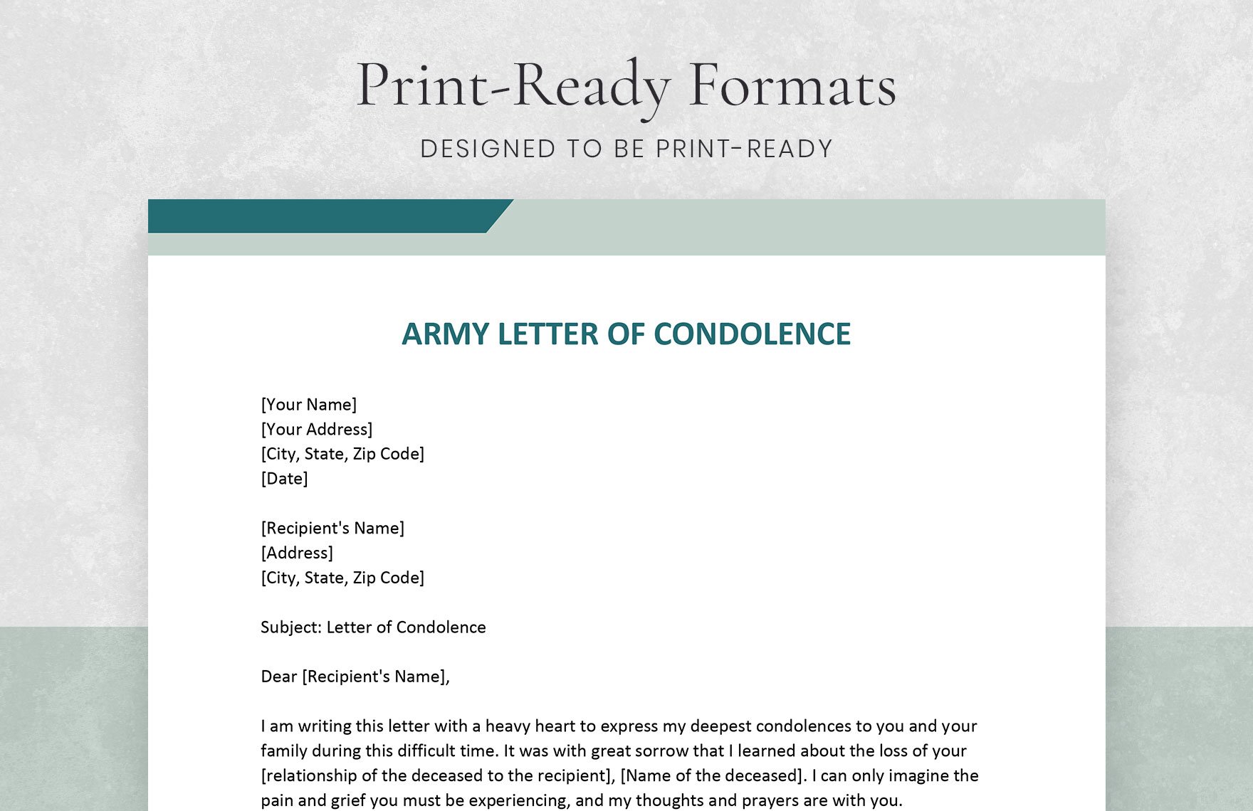 Army Letter of Condolence