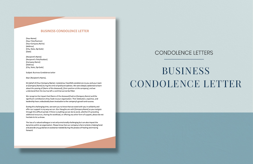 Free Business Condolence Letter - Download in Word, Google Docs, Apple ...