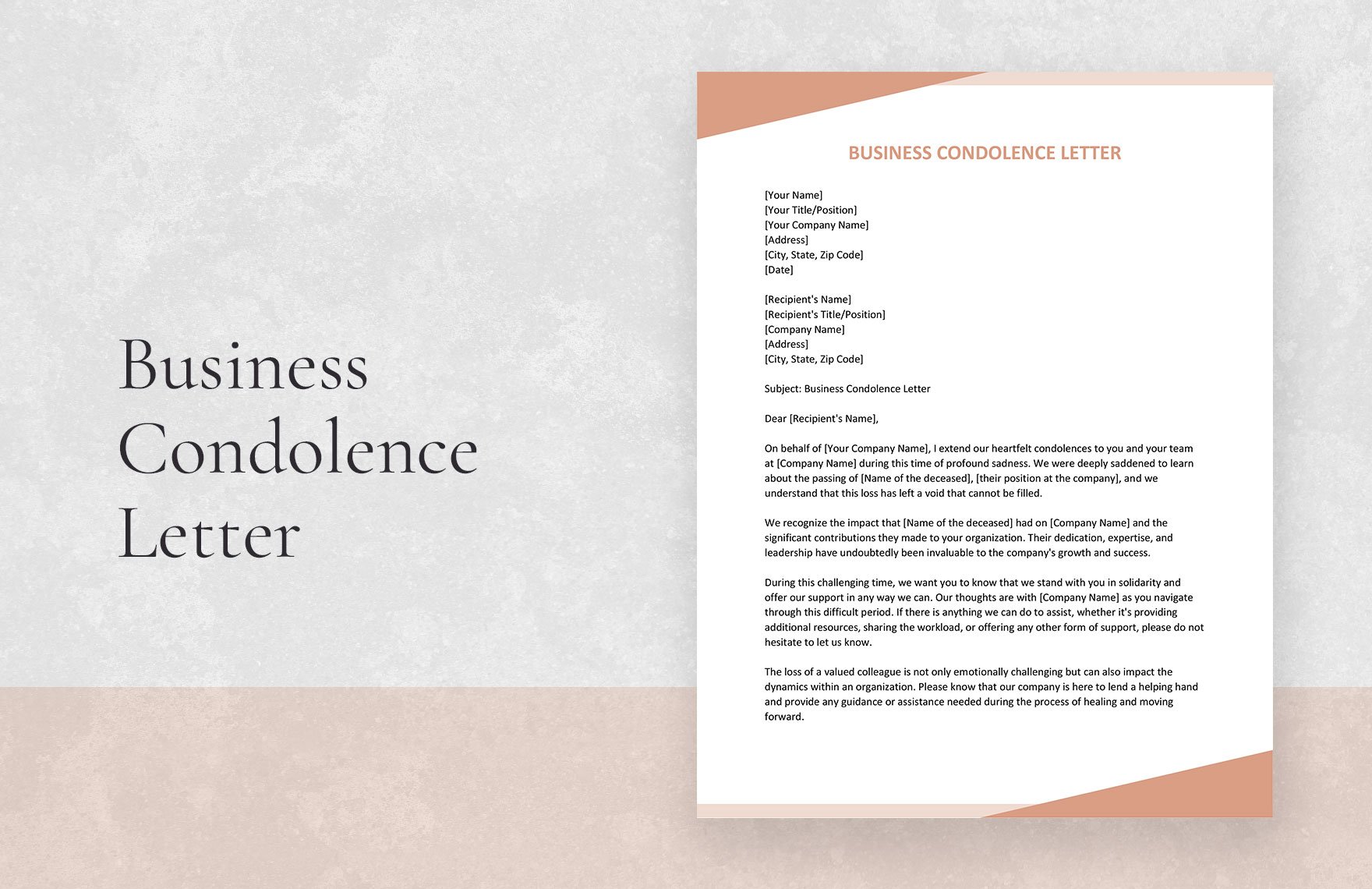 Free Business Condolence Letter