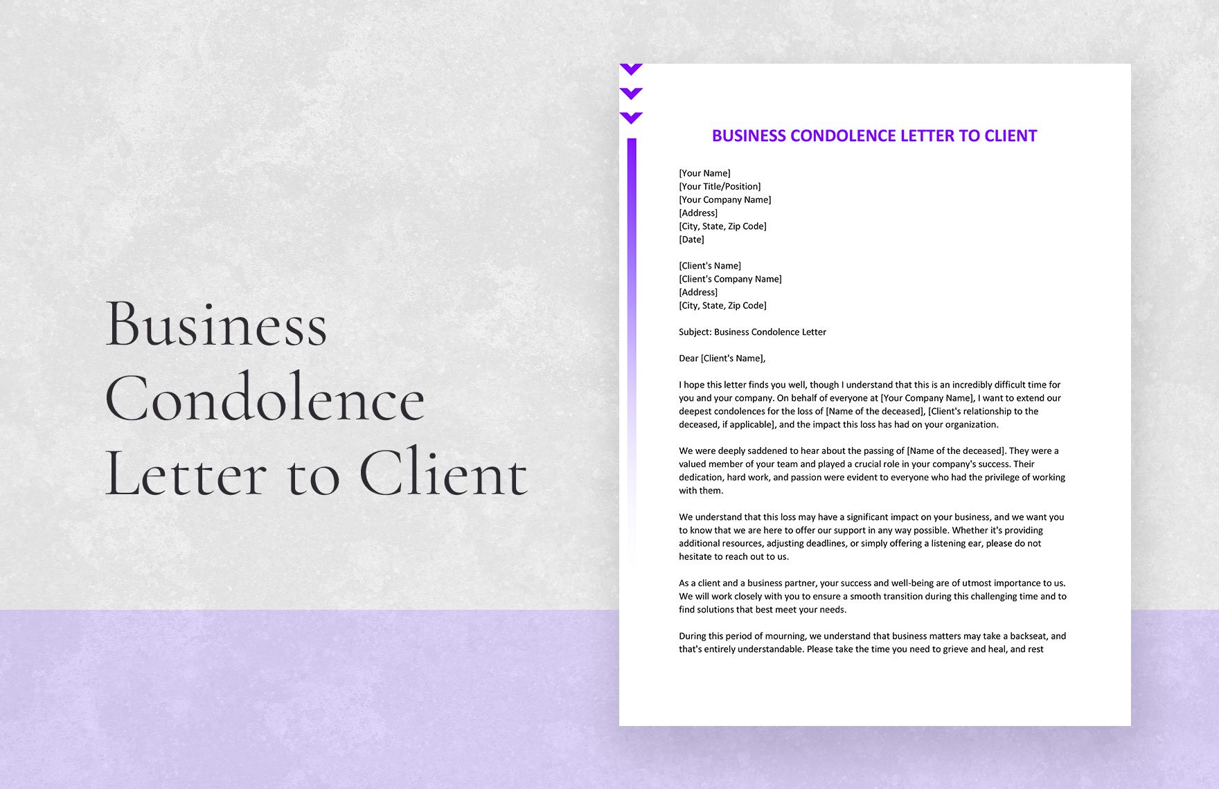 Free Business Condolence Letter to Client in Word, Google Docs, Apple Pages