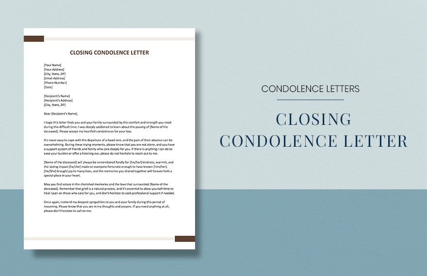 Free Closing Condolence Letter - Download in Word, Google Docs, Apple ...