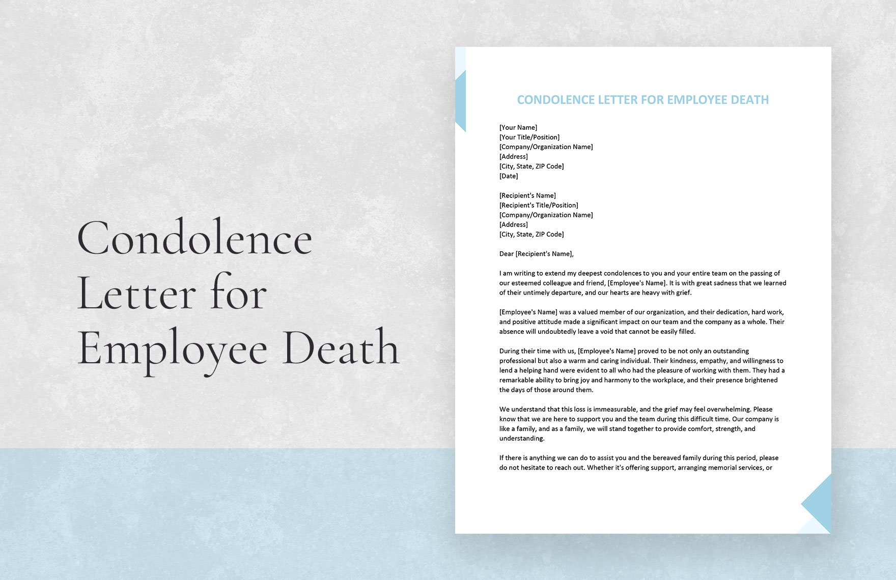 Condolence Letter for Employee Death