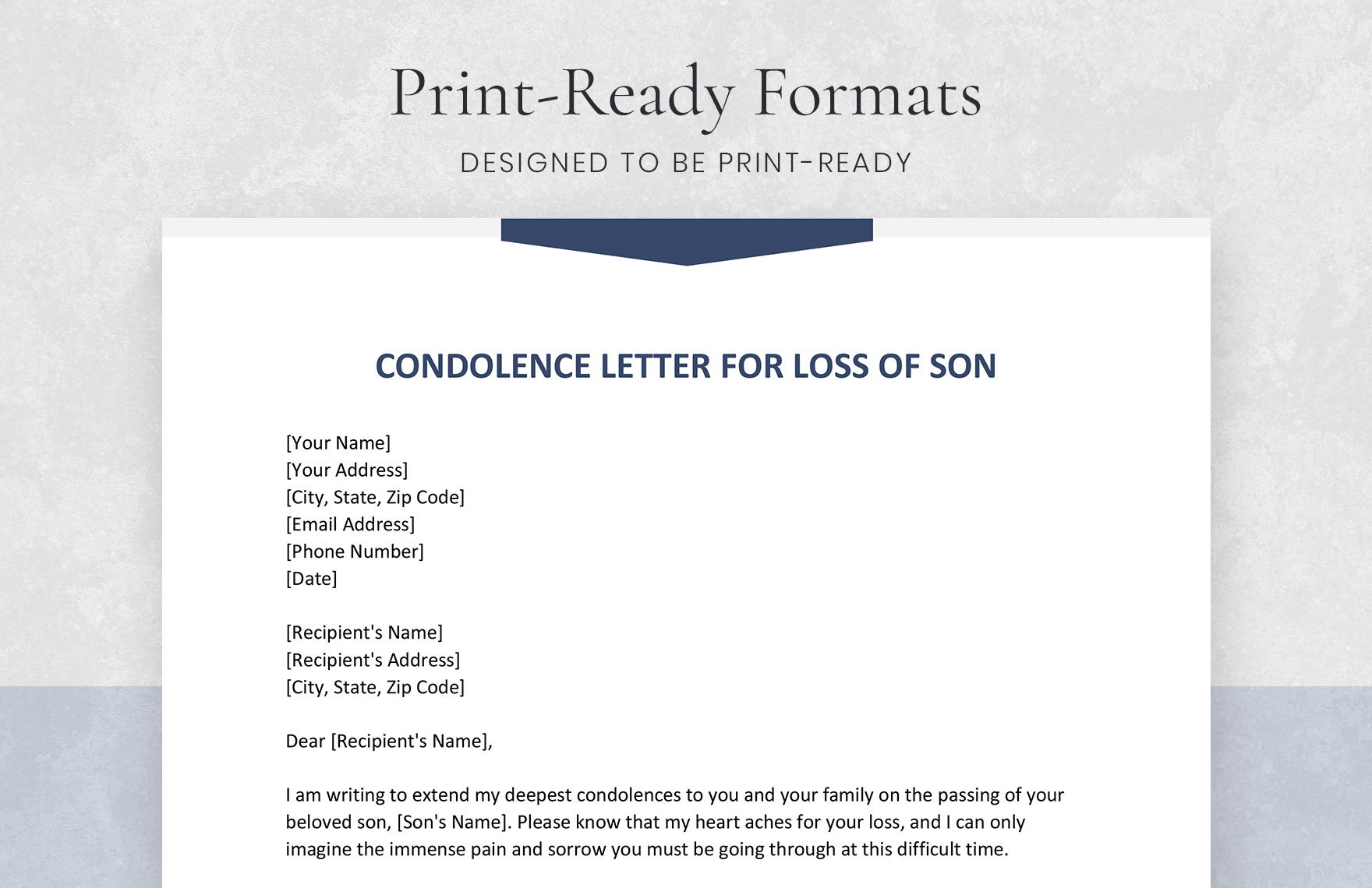 Condolence Letter for Loss of Son