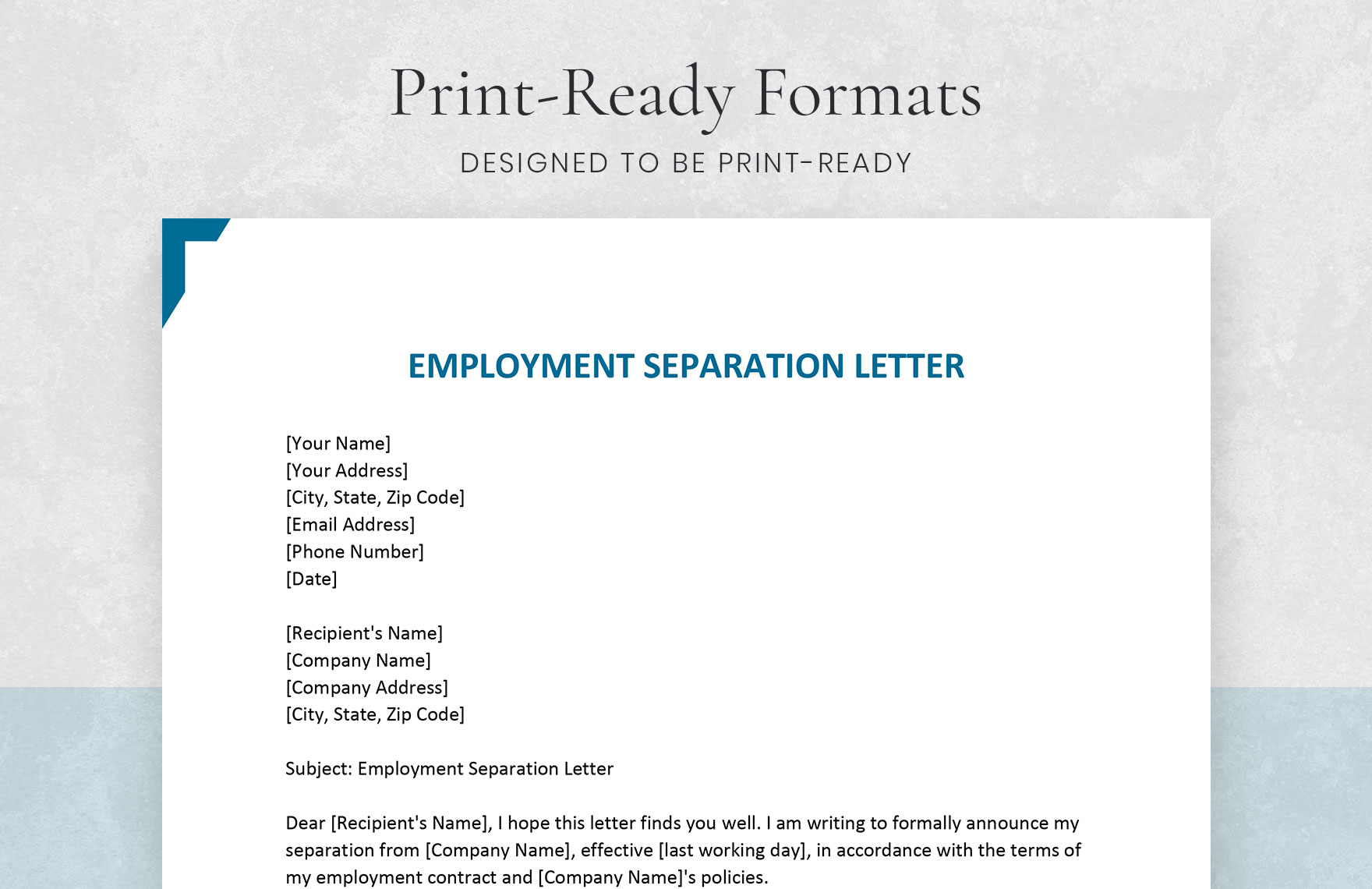 Employment Separation Letter