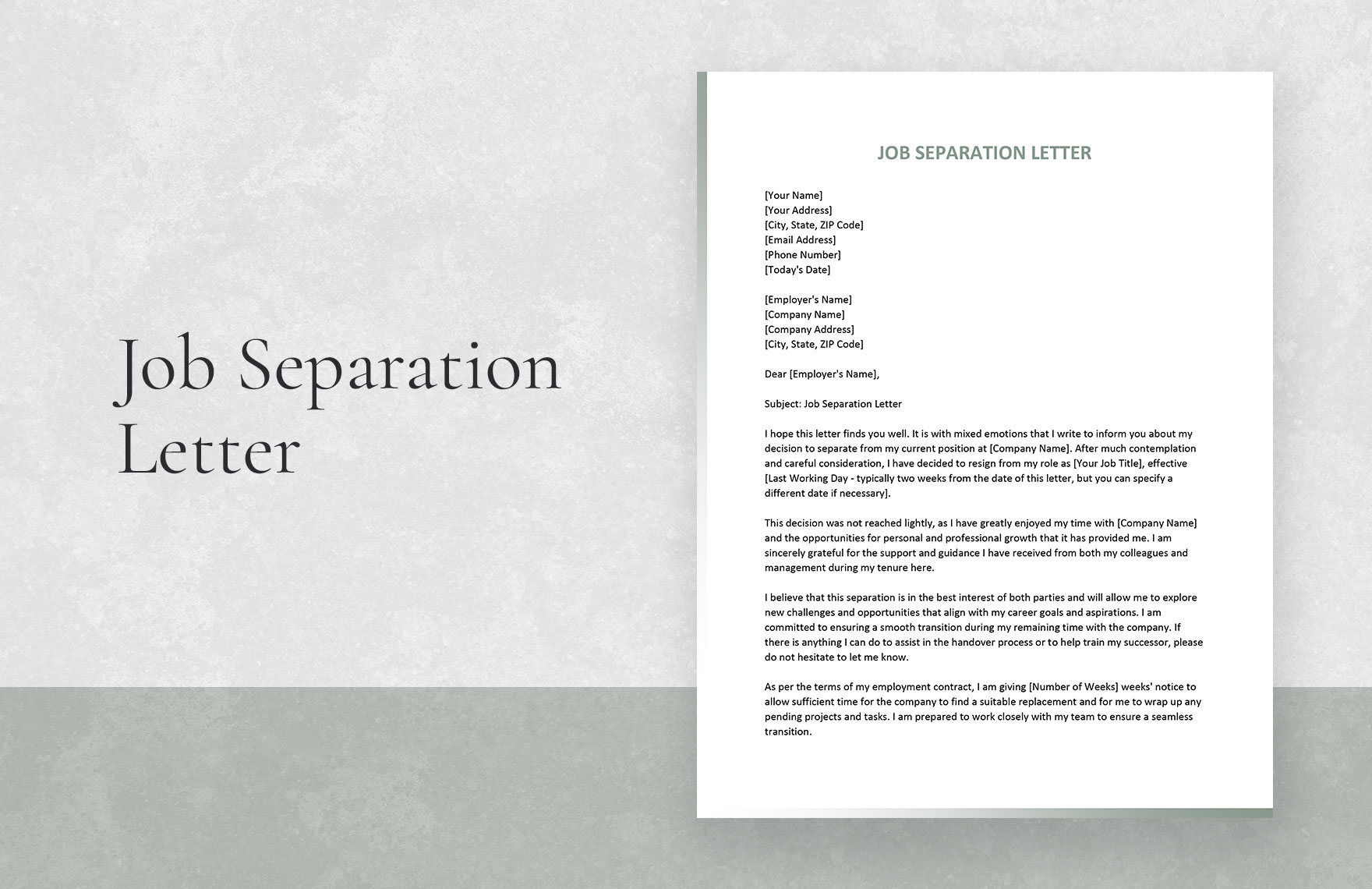 Job Separation Letter in Word, Google Docs, Pages - Download | Template.net