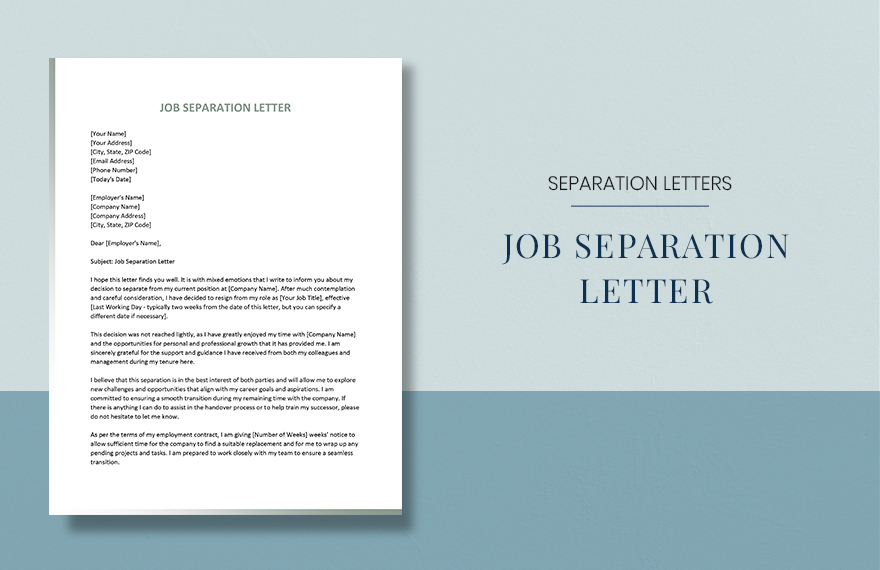 Free Job Separation Letter - Download in Word, Google Docs | Template.net