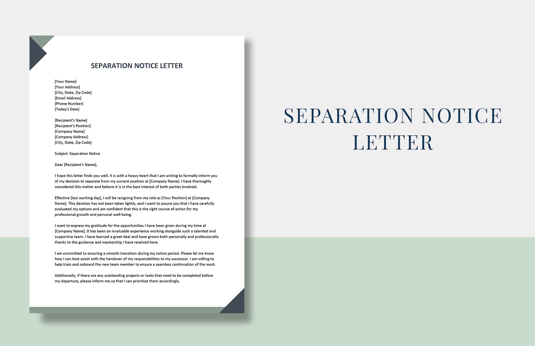 Free Separation Notice Letter