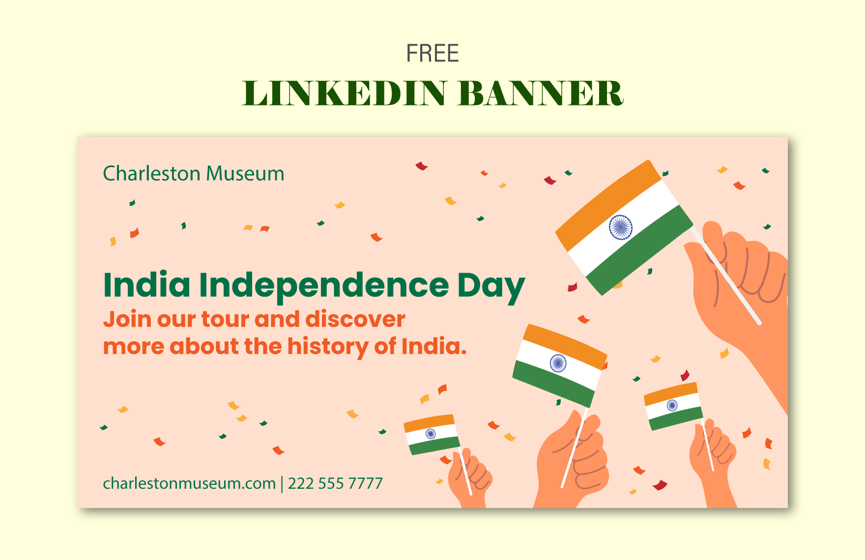Free India Independence Day LinkedIn Banner Template in PDF, Illustrator, SVG, JPG