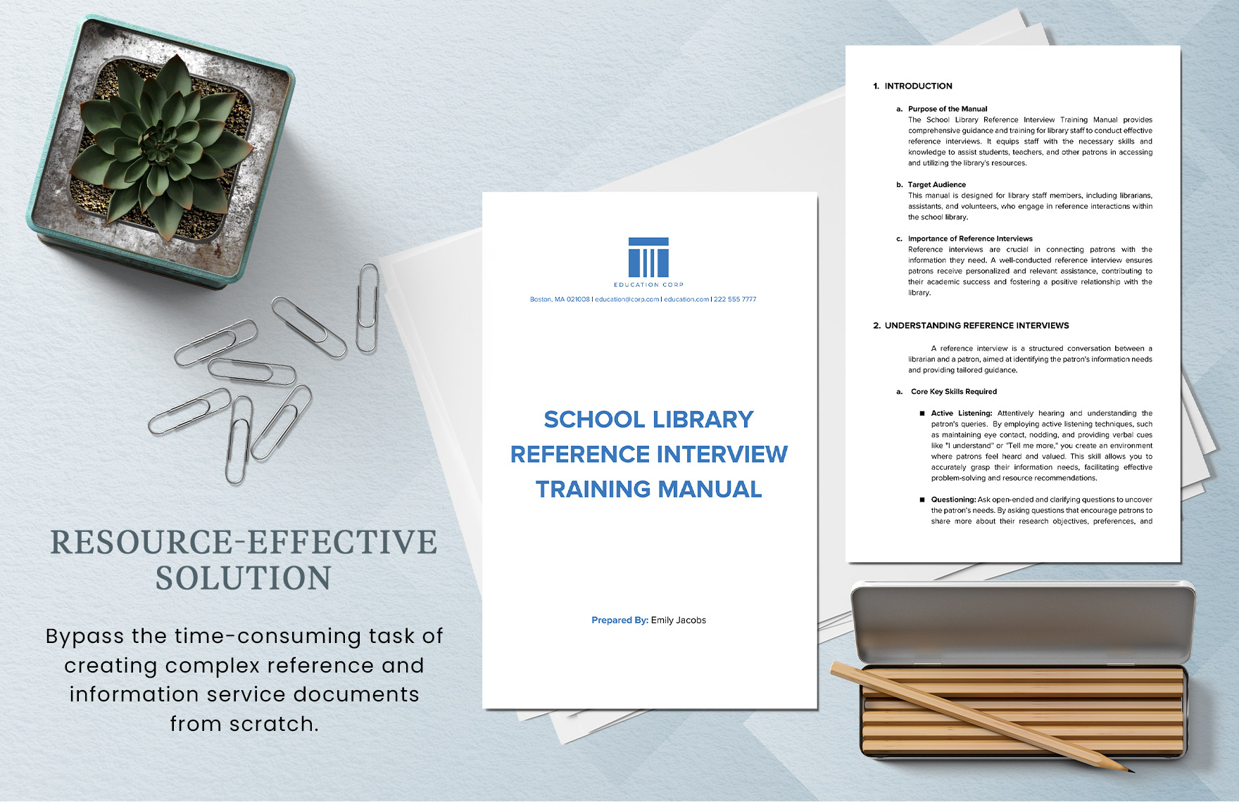 School Library Reference Interview Training Manual Template