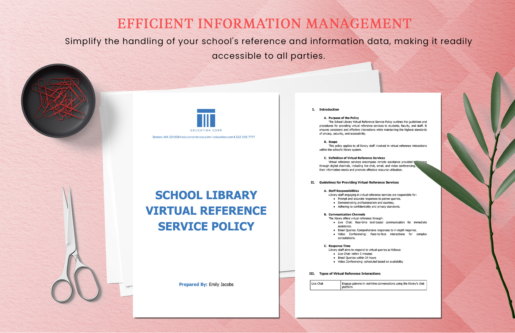 School Library Virtual Reference Service Policy Template