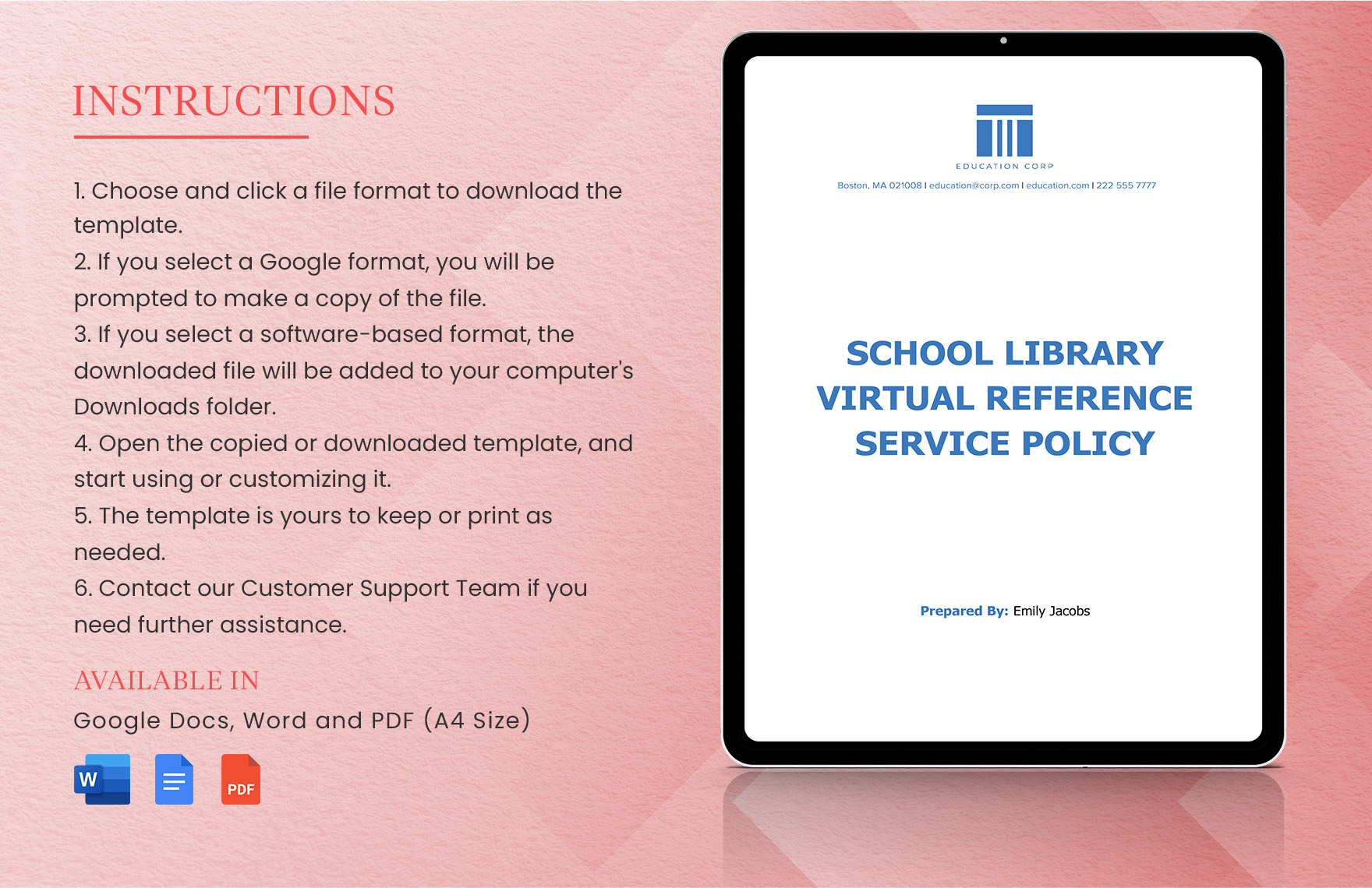 School Library Virtual Reference Service Policy Template