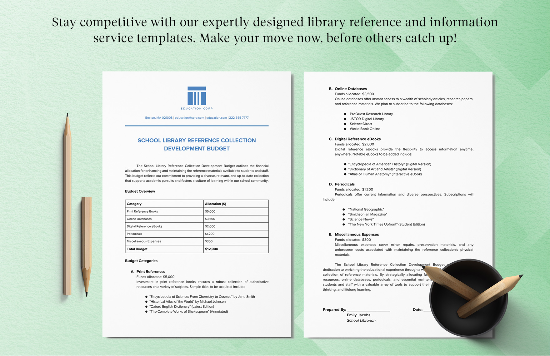 School Library Reference Collection Development Budget Template