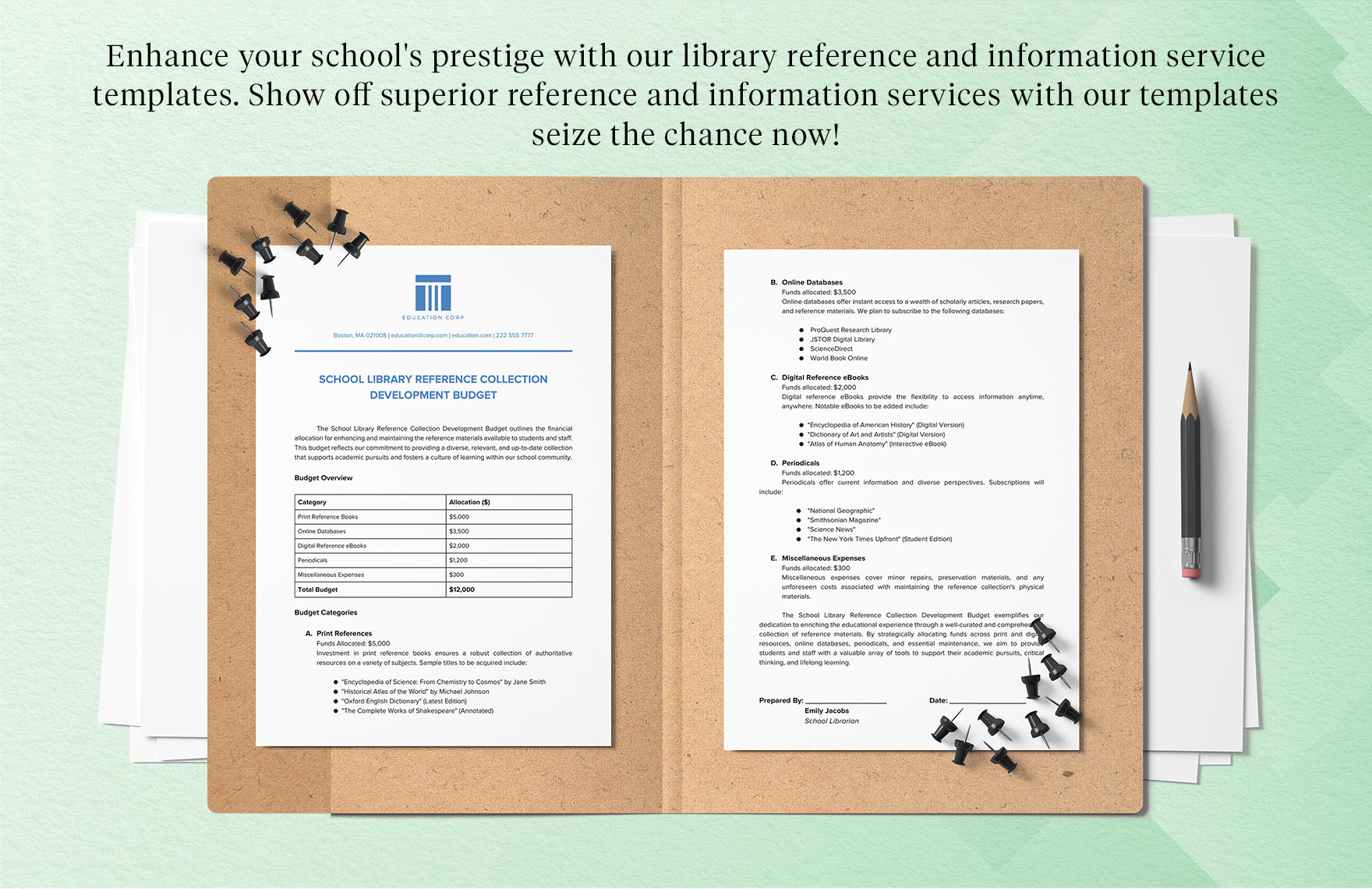 School Library Reference Collection Development Budget Template