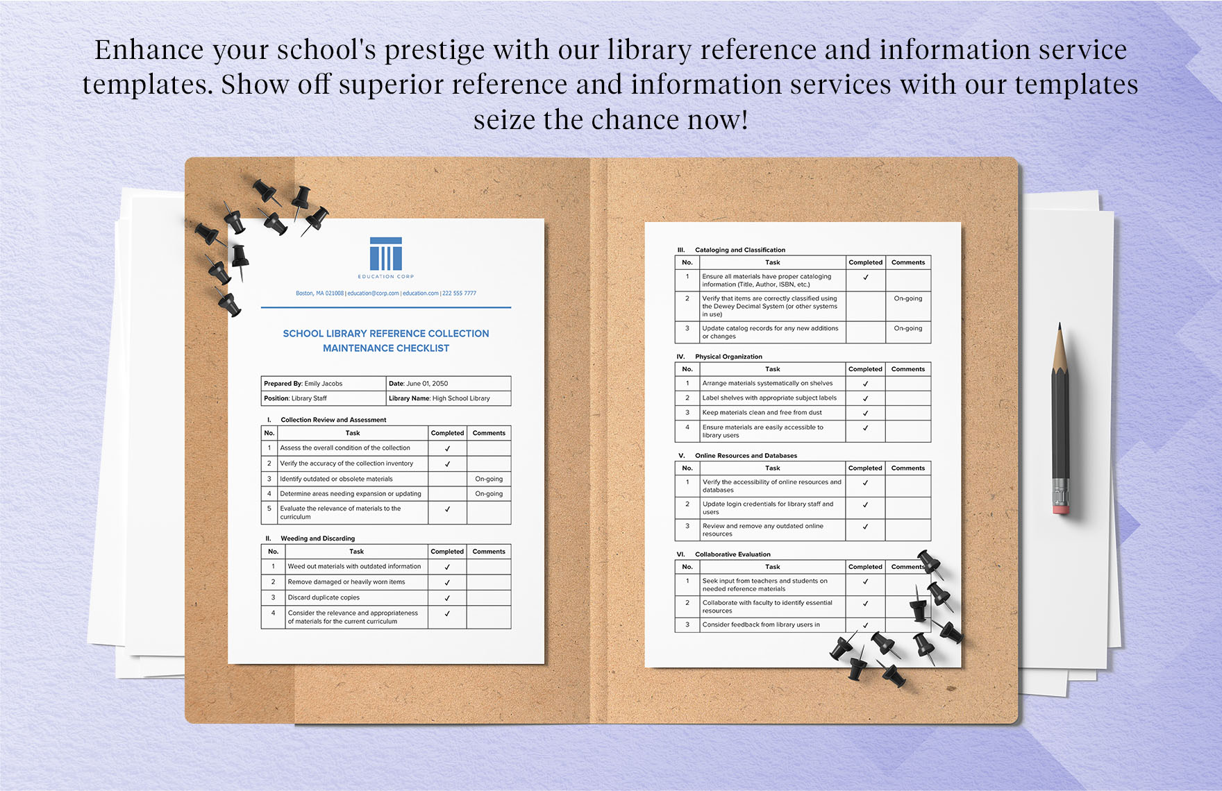 School Library Reference Collection Maintenance Checklist Template