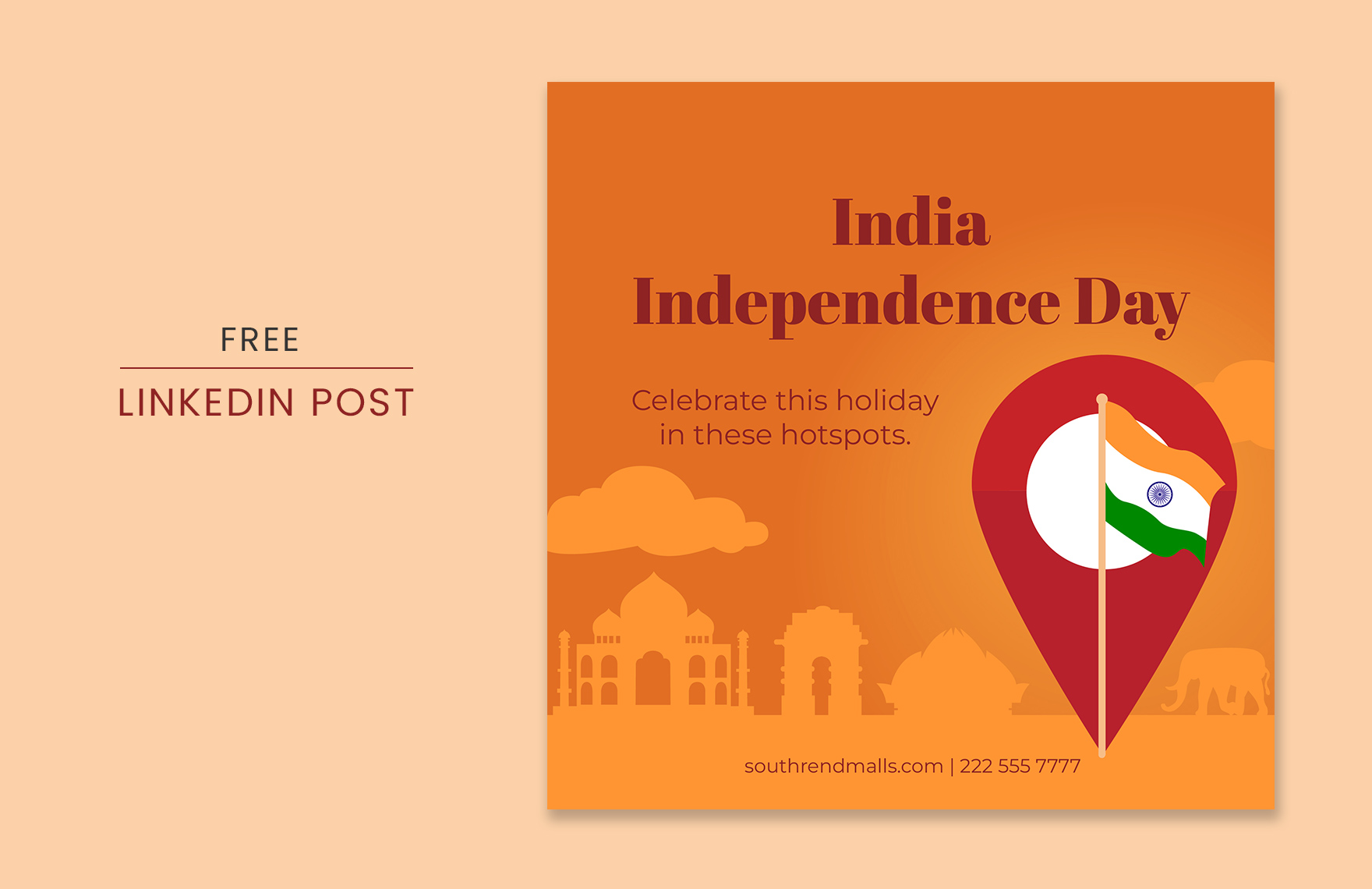 Free India Independence Day LinkedIn Post Template in PDF, Illustrator, SVG, JPEG