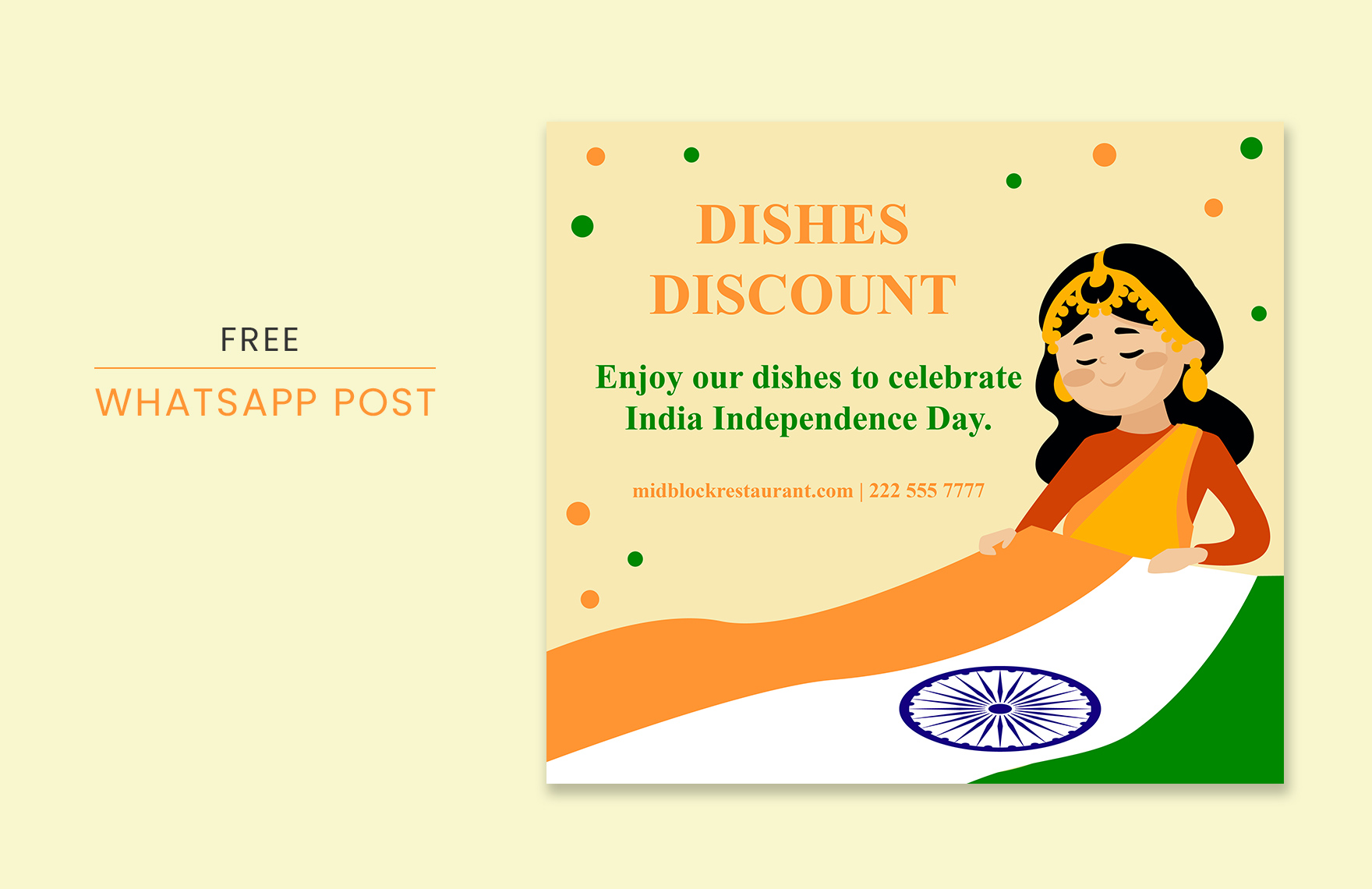 Free India Independence Day WhatsApp Post Template in PDF, Illustrator, SVG, JPEG