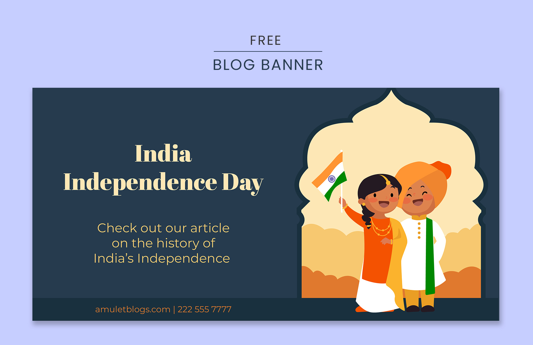 Free India Independence Day Blog Banner Template in PDF, Illustrator, SVG, JPEG