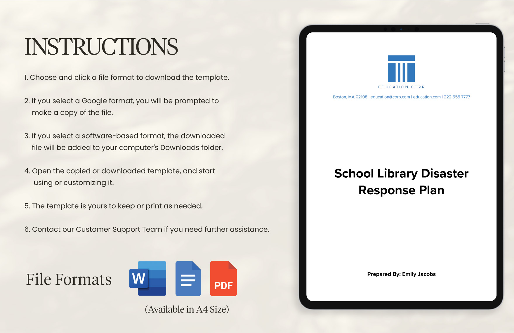 School Library Disaster Response Plan Template