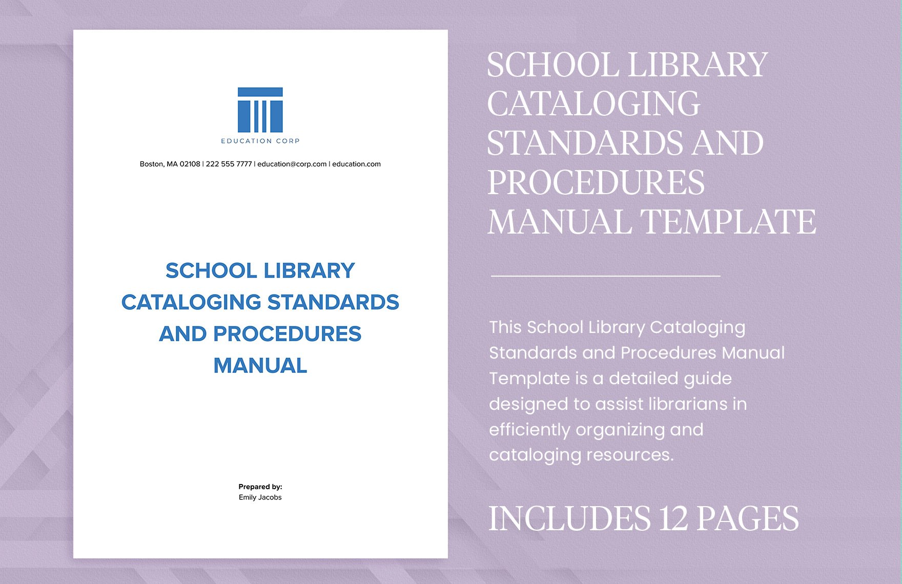 School Library Cataloging Standards and Procedures Manual Template