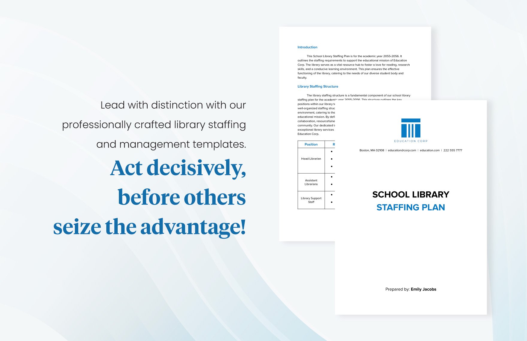 School Library Staffing Plan Template