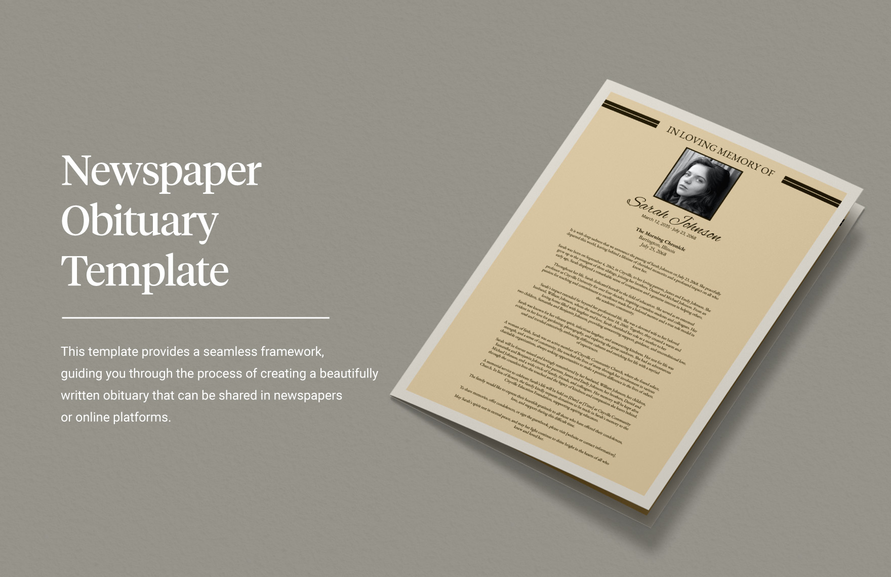 Newspaper Obituary Template in Word, PSD, Illustrator - Download | Template.net