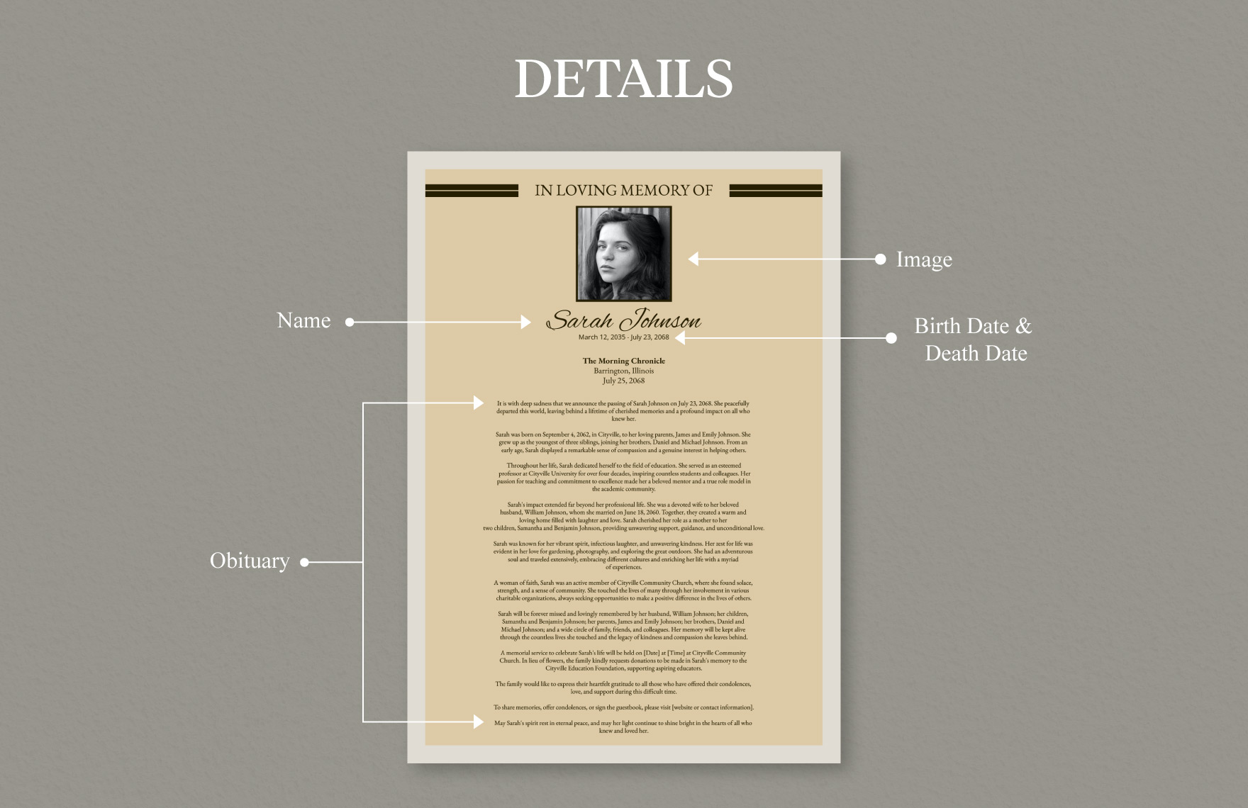 Newspaper Obituary Template