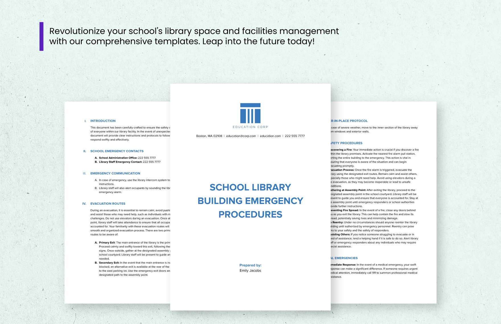 School Library Building Emergency Procedures Template