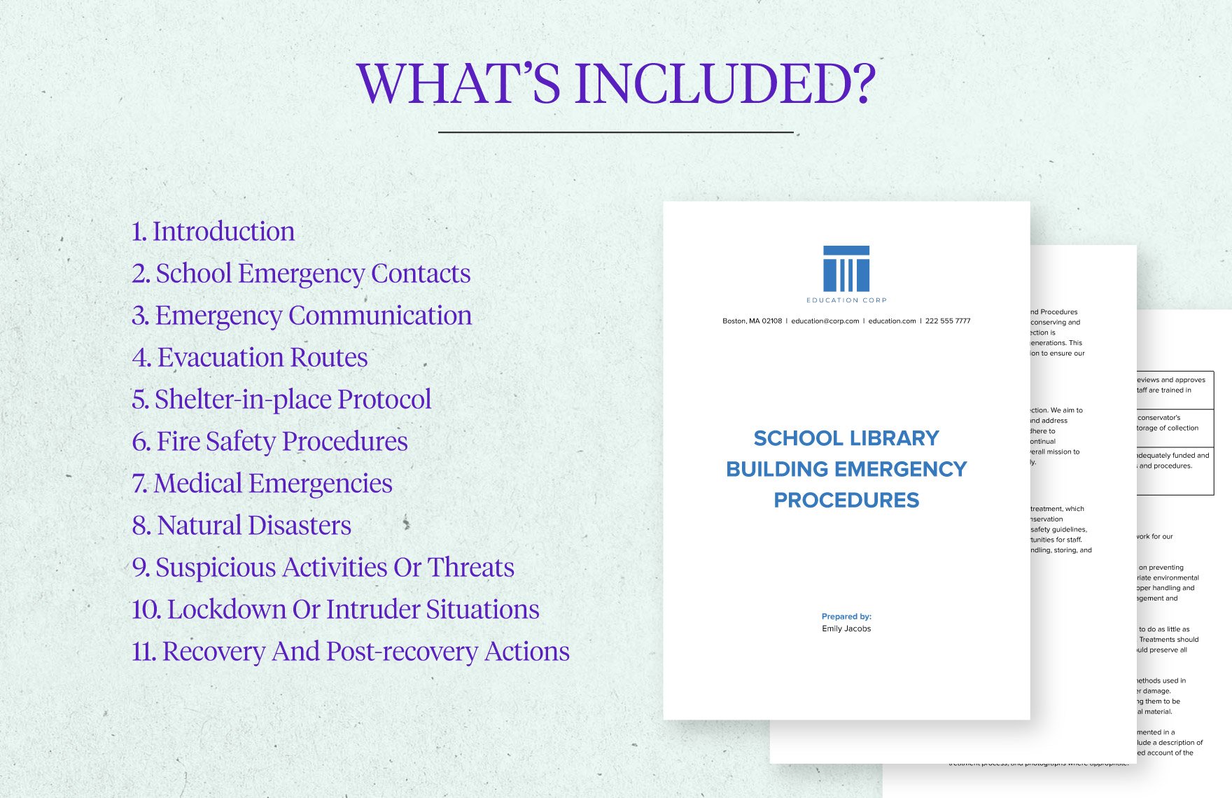School Library Building Emergency Procedures Template