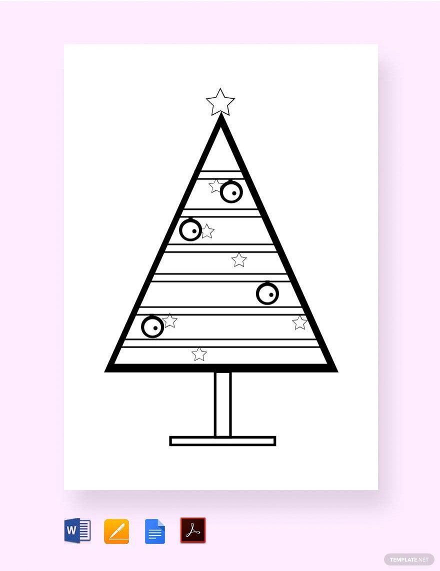 Free Coloring Christmas Tree Template
