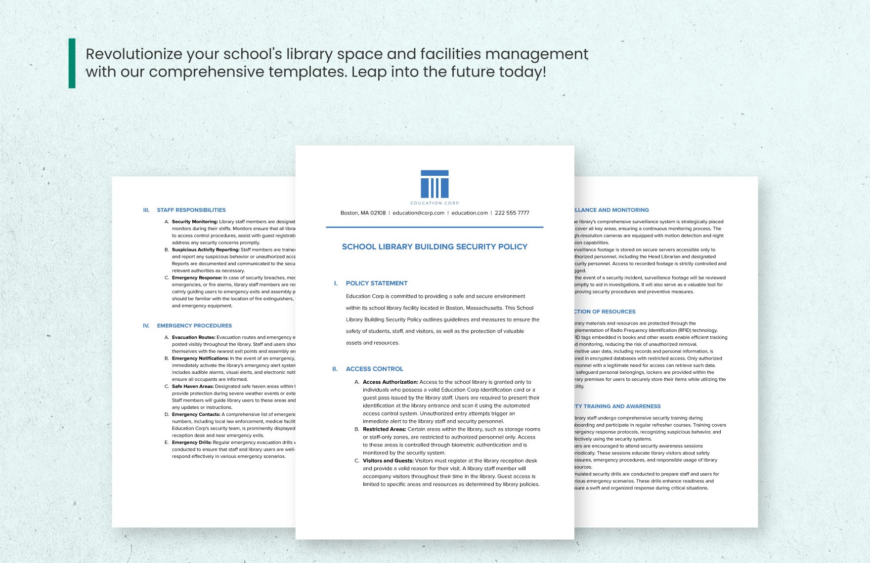 School Library Building Security Policy Template