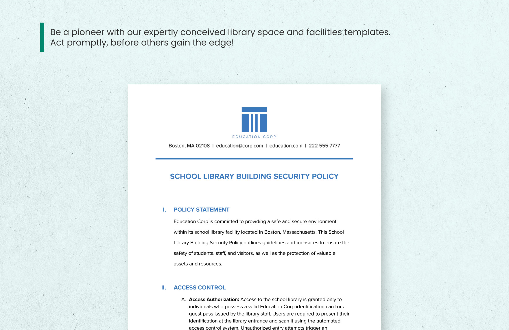 School Library Building Security Policy Template