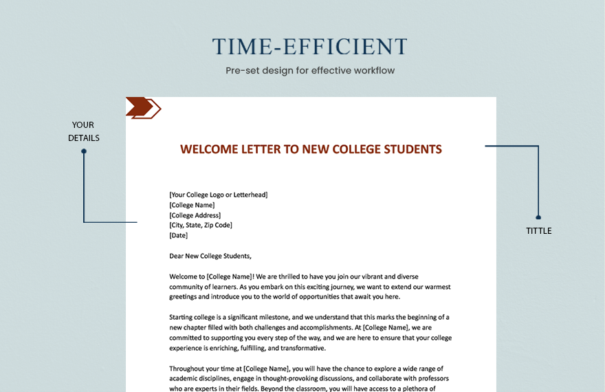 Welcome Letter To New College Students