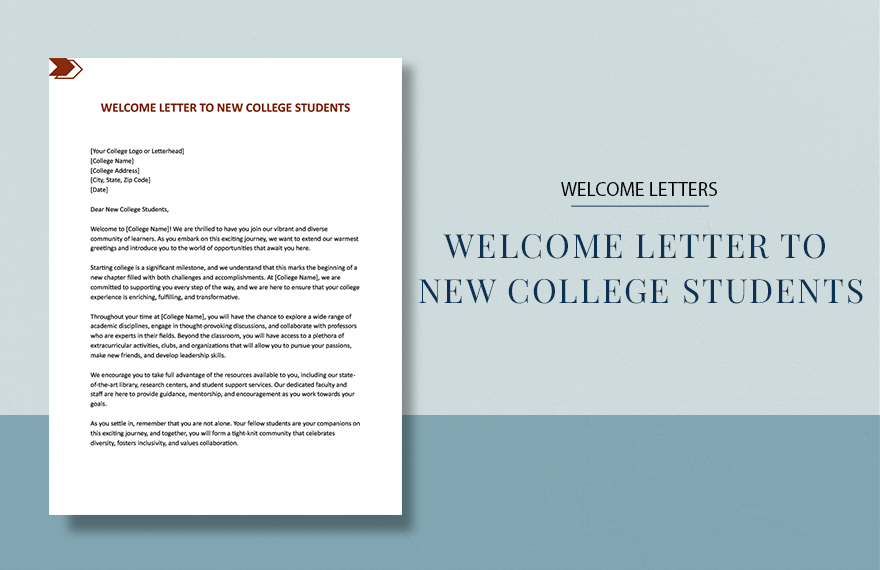 Welcome Letter To New College Students