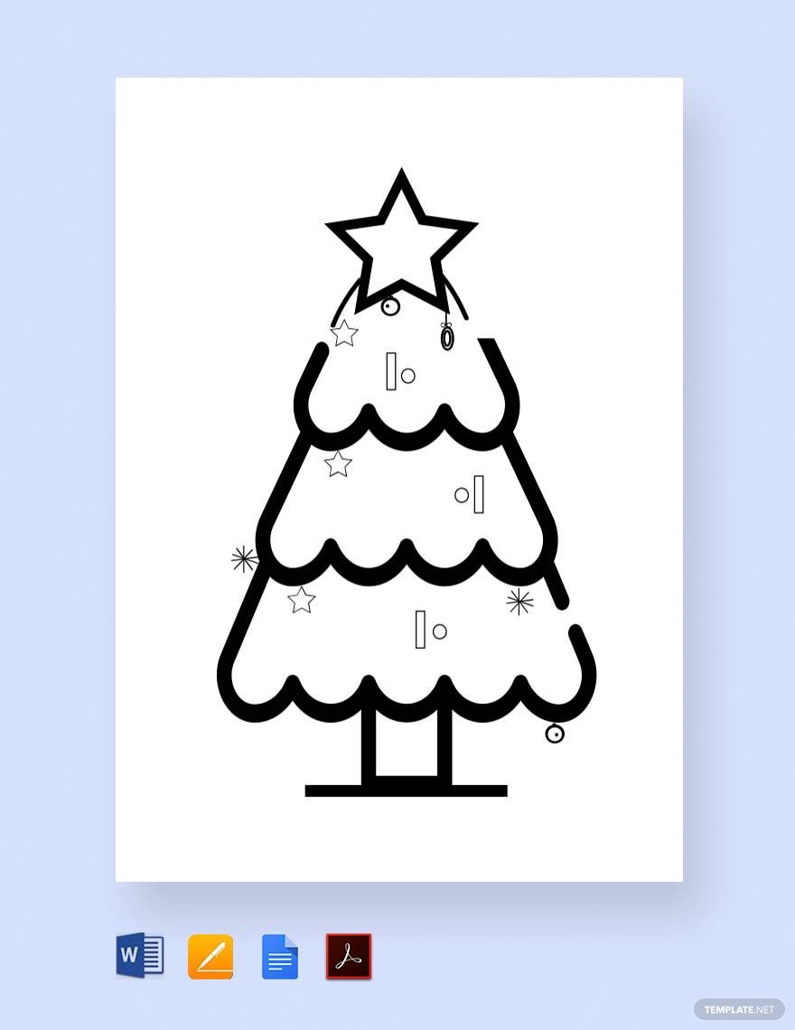 Free Christmas Tree Coloring for Children Template