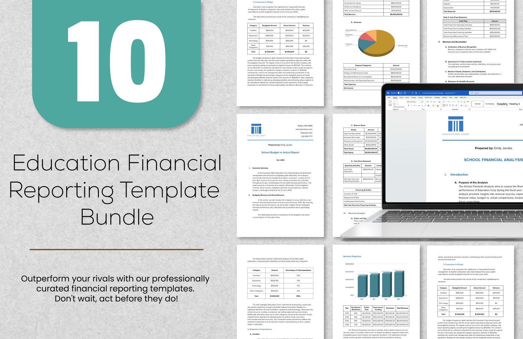 10 Education Financial Reporting Template Bundle