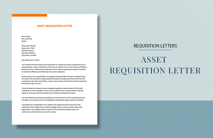 Asset Requisition Letter in Word, Google Docs, Apple Pages