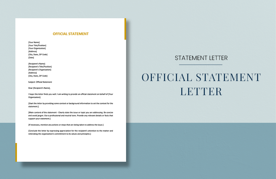 Official Statement Letter