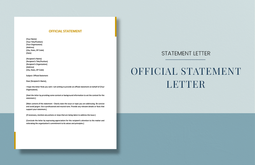 Official Statement Letter in Word, PDF, Google Docs, Pages - Download